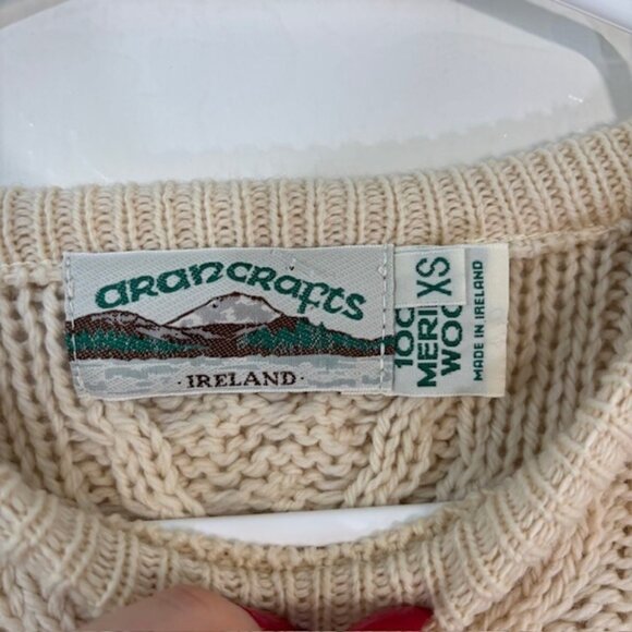 Aran Crafts Sweater Womens XS Wool Pullover Cable Knit Ivory Ireland - Picture 2 of 5